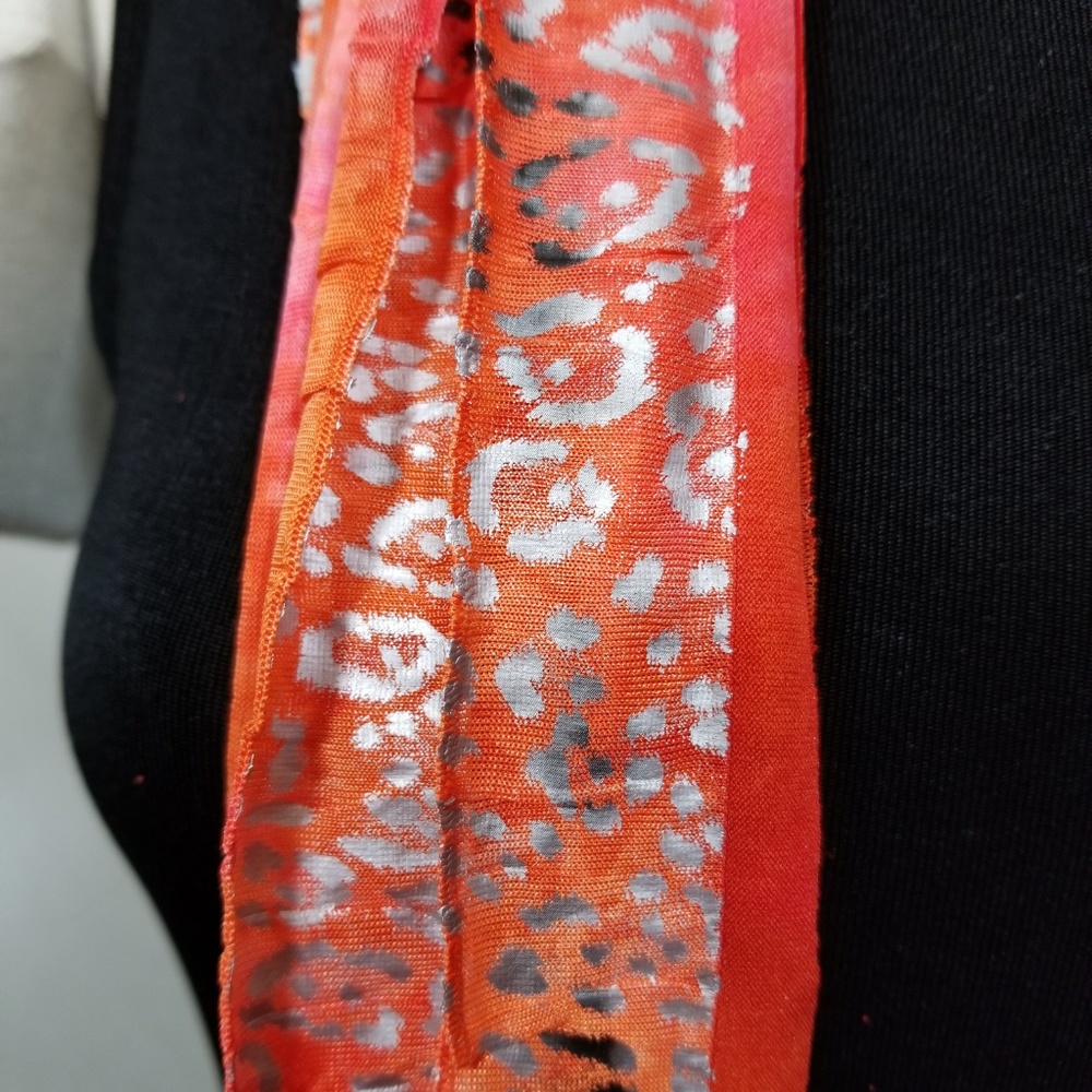 Orange Solid & Patterned Flutter Scarf Accessory - Picture 3 of 8